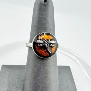 Vintage Dragonfly Orange Ring Y2K Change Transformation Renewal Spiritual Retro